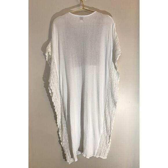Postmark Anthropologie Bilson Embroidered Caftan XS White Pom Pom - Picture 9 of 11